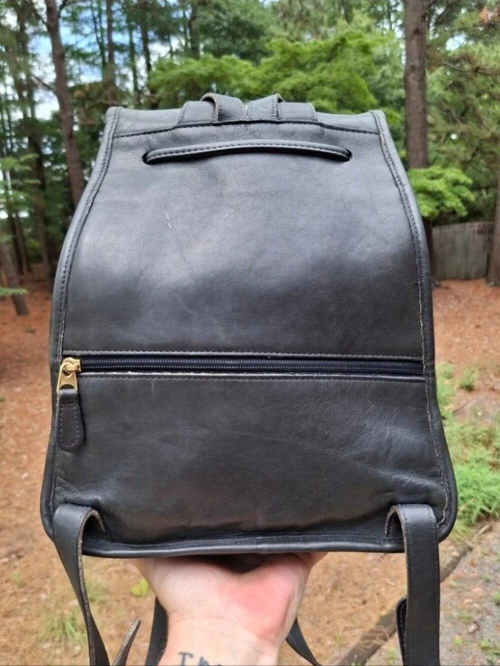 Vintage 1998 Coach Navy Glove Tanned Leather Large Daypack Backpack #9791
